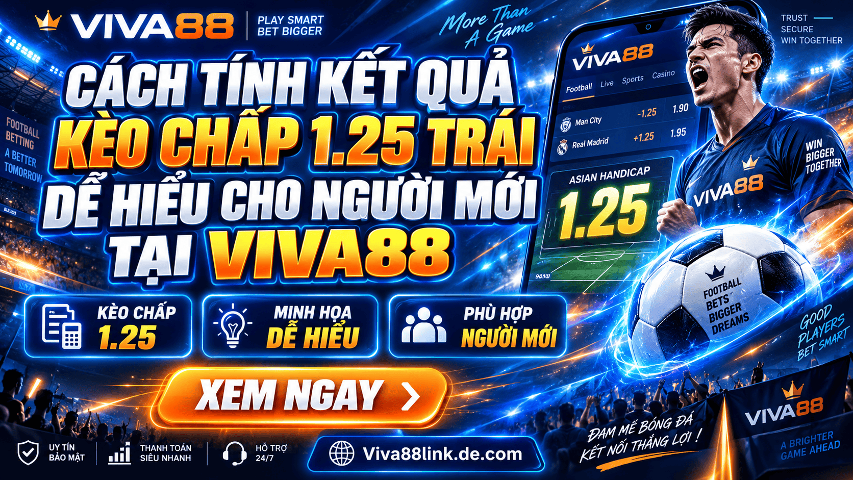 Cách tính kết quả kèo chấp 1.25 trái dễ hiểu cho người mới tại Viva88 Cách tính kết quả kèo chấp 1.25 trái dễ hiểu cho người mới tại Viva88