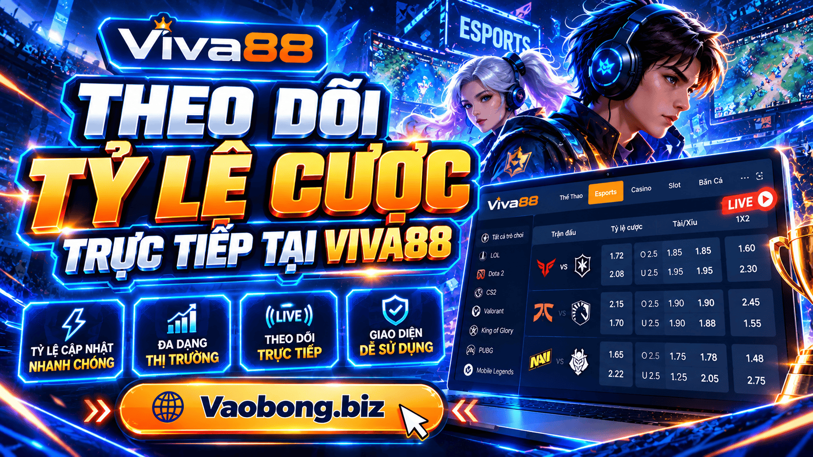 Theo dõi tỷ lệ cược trực tiếp tại Viva88 Theo dõi tỷ lệ cược trực tiếp tại Viva88