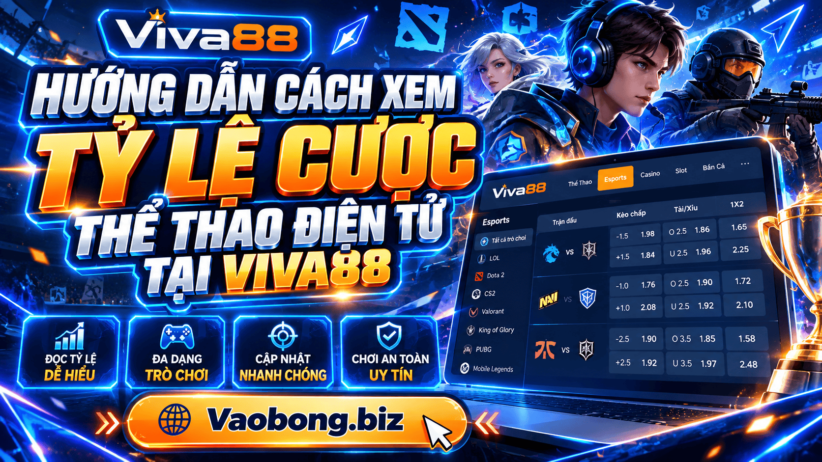 Hướng dẫn cách xem tỷ lệ cược thể thao điện tử tại Viva88 Hướng dẫn cách xem tỷ lệ cược thể thao điện tử tại Viva88